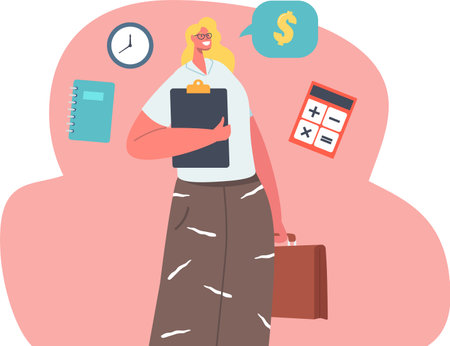 Businesswoman office worker vector illustrationのイラスト素材