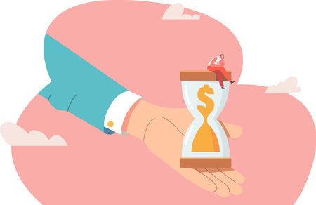 Hand holding hourglass with money