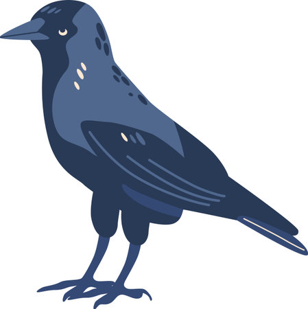 Black raven autumn bird vector illustrationのイラスト素材