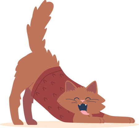 Lazy cat wearing knitted sweaterのイラスト素材