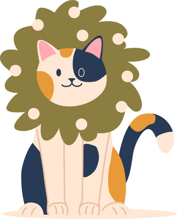 Cute cat wearing Christmas wreathのイラスト素材