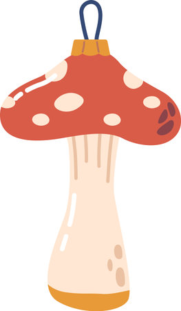 Mushroom hanging Christmas ball decorationのイラスト素材