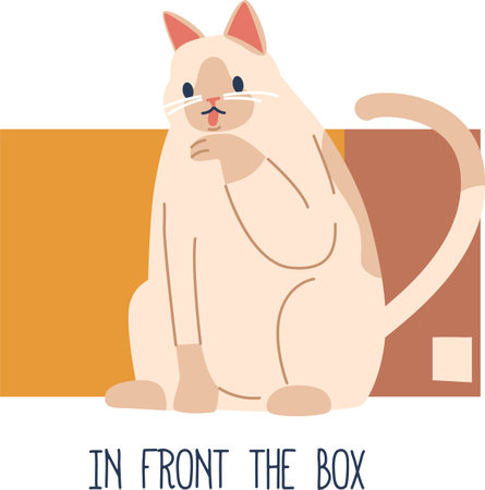 Cat sitting in front boxのイラスト素材