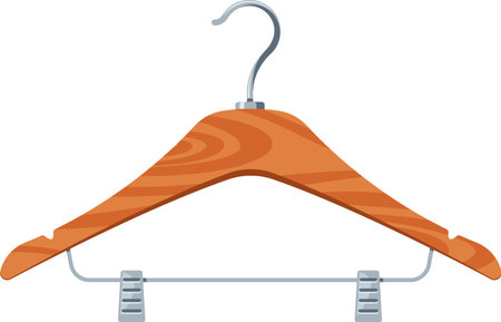 Wooden hanger with steel railのイラスト素材