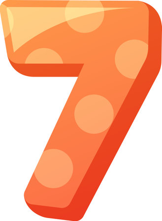 Seven orange digit childish fontのイラスト素材