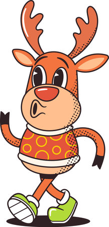 Cute Christmas deer walking vector illustrationのイラスト素材