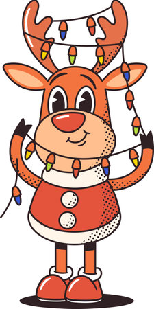 Cute deer wrapped in garlandのイラスト素材