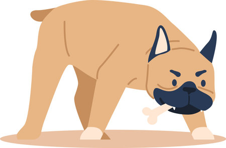 Dog holding bone in teethのイラスト素材