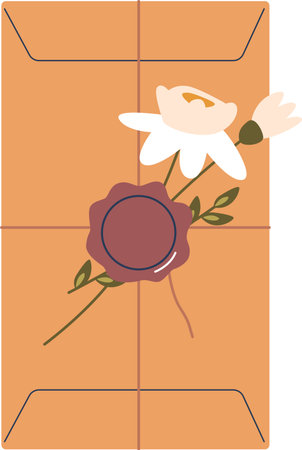 Envelope with sealed flower vector illustrationのイラスト素材