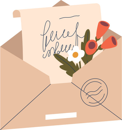 Envelope greeting card floral designのイラスト素材
