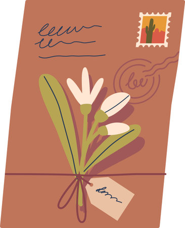 Postal envelope herbarium design vector illustrationのイラスト素材