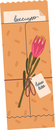 Postal envelope with floral designのイラスト素材