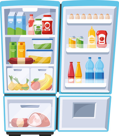 Kitchen refrigerator camera for foodのイラスト素材