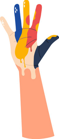 Rainbow painted hand art vector illustrationのイラスト素材
