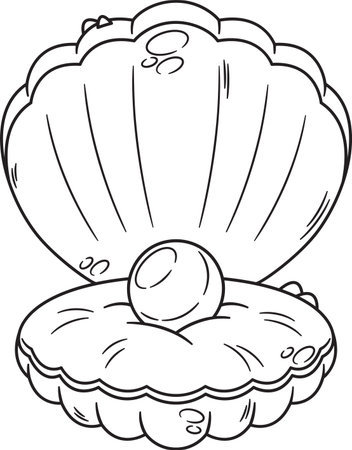 Black-and-white underwater jewellery pearl vector illustrationのイラスト素材