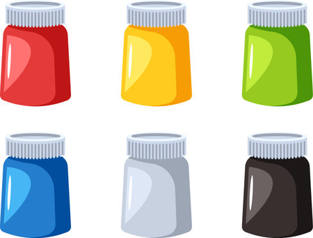 Colored gouache paints palette vector illustrationのイラスト素材