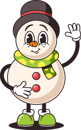 Christmas snowman gesturing hello vector illustrationのイラスト素材