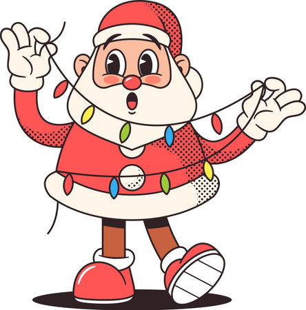 Santa Clause character with garlandのイラスト素材