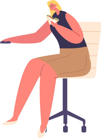 Businesswoman eating sandwich vector illustrationのイラスト素材