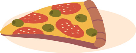 Pizza slice fastfood on plateのイラスト素材