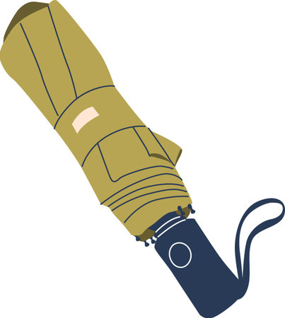 Green folded umbrella vector illustrationのイラスト素材