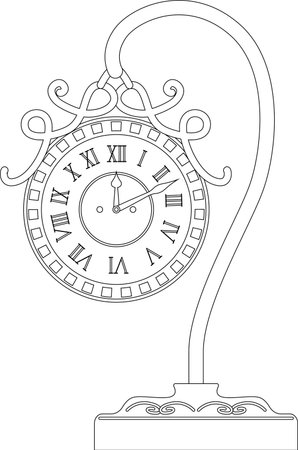 Antique clock hanging on standのイラスト素材