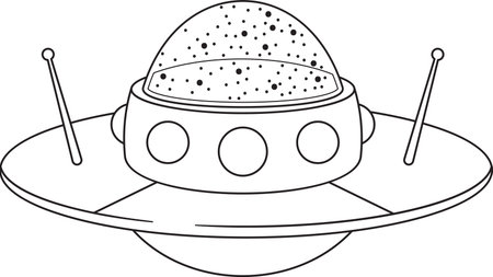 Black-and-white interstellar spacecraft ship vector illustrationのイラスト素材