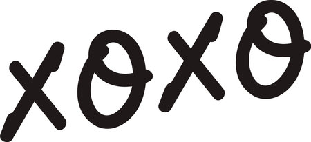 Xo-xo doodle handwritten text vector illustration