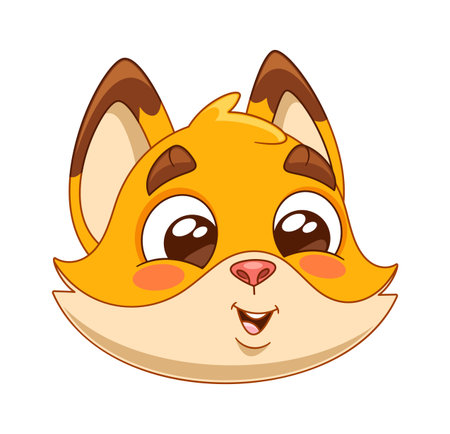 Smiling interested fox cartoon characterのイラスト素材