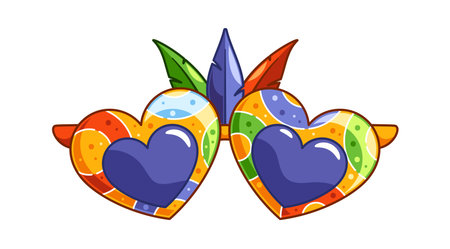 Heart shape goggles Purim maskのイラスト素材