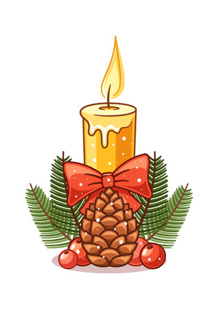 Christmas decorated candle festive attributeのイラスト素材
