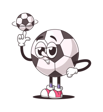 Soccer cartoon character spinning ballのイラスト素材