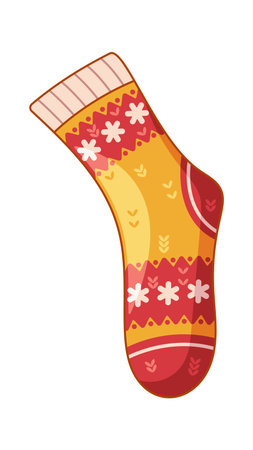 Colorful Christmas sock woolen footwearのイラスト素材