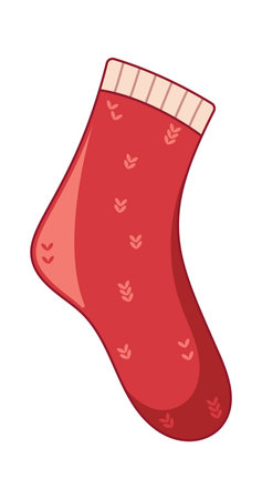 Red winter sock simple patternのイラスト素材