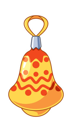 Golden bell Christmas toy cartoonのイラスト素材