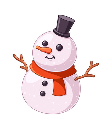 Cute snowman Christmas cartoon characterのイラスト素材