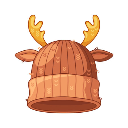 Woolen winter hat reindeer shapeのイラスト素材