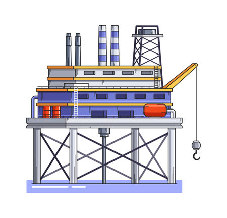 Exploration oil rig petrol drillingのイラスト素材