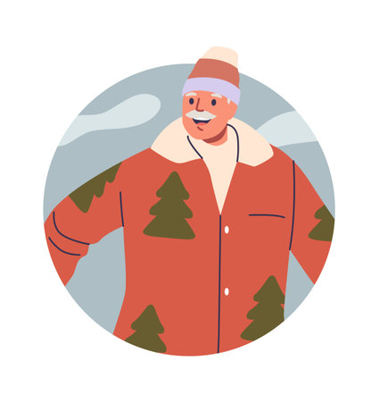 Senior man wearing Christmas clothingのイラスト素材