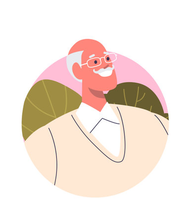 Stylish senor man floral avatarのイラスト素材