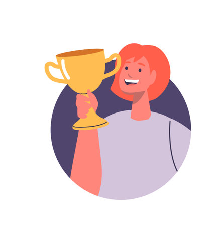 Woman holding goblet cup rewardのイラスト素材