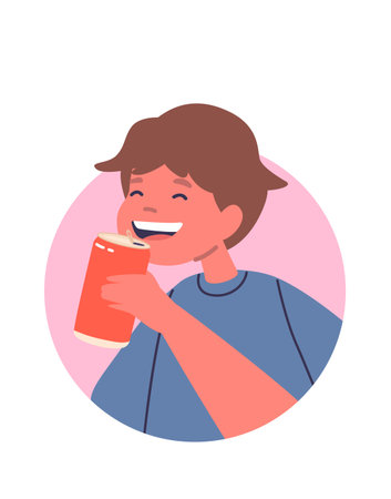 Boy child drinking soda avatarのイラスト素材