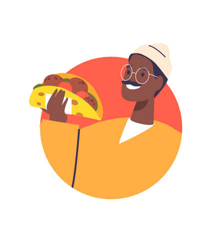 Man eating burritos fast foodのイラスト素材