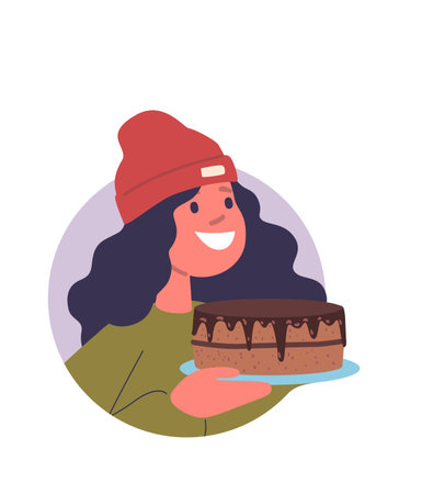 Girl child bringing sweet cakeのイラスト素材