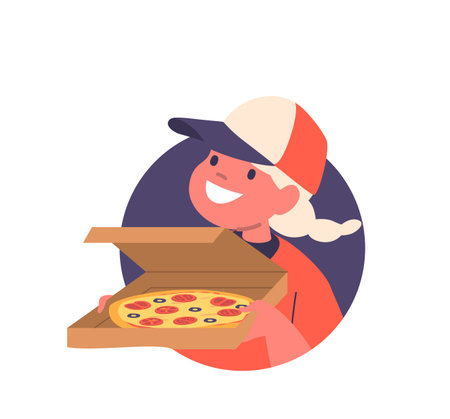 cute girl child courier avatarのイラスト素材