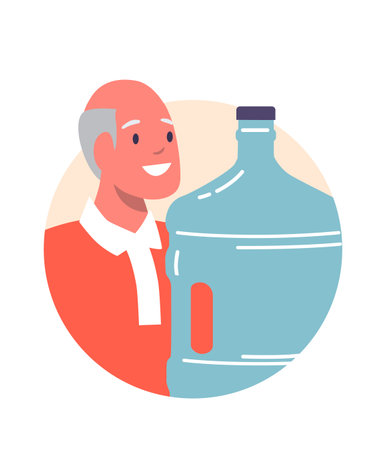 Aged man stocked up waterのイラスト素材