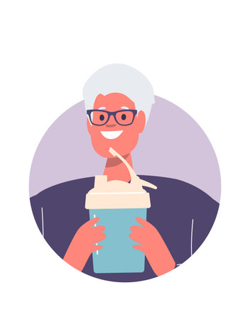 Senior businessman drinking clean waterのイラスト素材