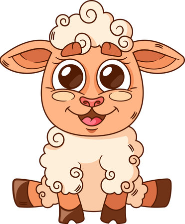 Cute lamb farm animal vector illustrationのイラスト素材