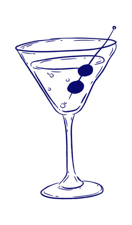 Martini Glass With Olive Sketchのイラスト素材
