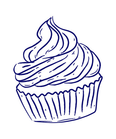 Cupcake With Swirl Frosting Sketchのイラスト素材